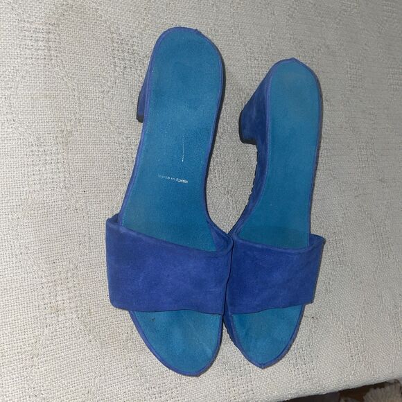 Donald Pliner Women’s Comfort Slides Sz 8.5 M Blue Suede Leather Beach Cruise - Picture 4 of 12